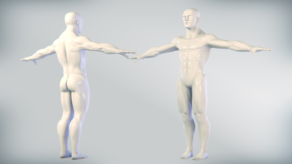 Body male with muscle topology preview image 1
